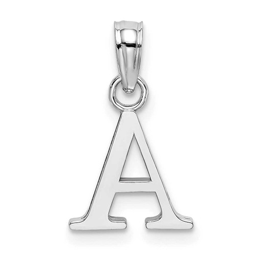 Image of 10k White Gold Polished A Block Initial Pendant