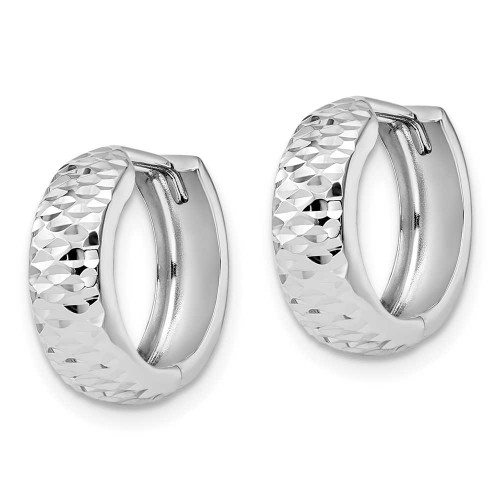 Image of 14mm 10k White Gold Polished and Shiny-Cut Hoop Earrings