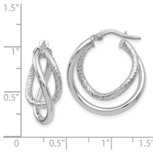 Image of 23mm 10k White Gold Polished and Textured Fancy Hoop Earrings