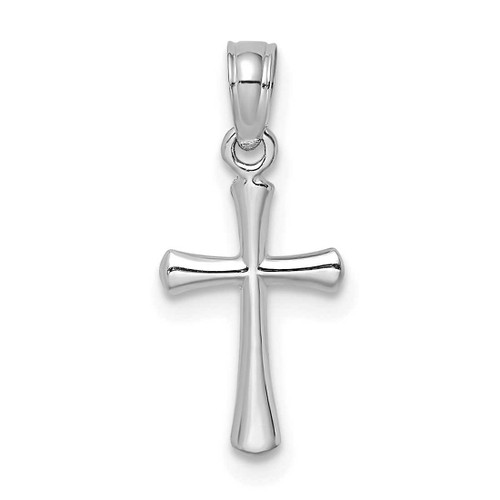 Image of 10K White Gold Polished Beveled Cross w/ Round tips Pendant