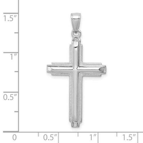 Image of 10K White Gold Polished Cross Pendant 10D1661W