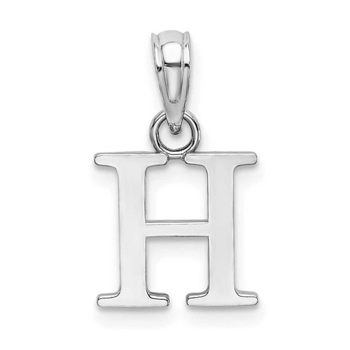 Image of 10k White Gold Polished H Block Initial Pendant