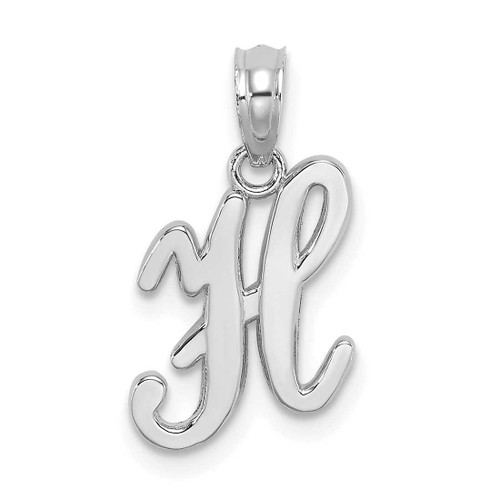 Image of 10k White Gold Polished H Script Initial Pendant