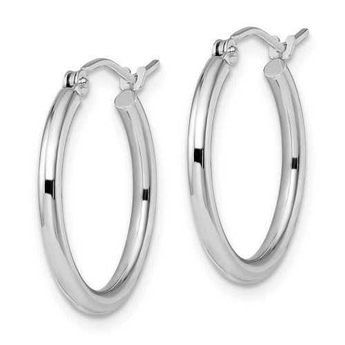 Image of 20mm 10k White Gold Polished Hinged Hoop Earrings 10LE129