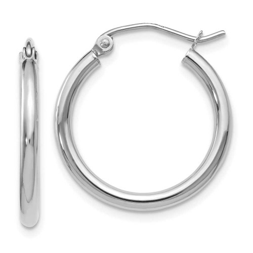 Image of 20mm 10k White Gold Polished Hinged Hoop Earrings 10LE129