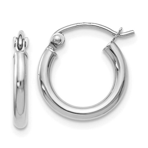 Image of 13mm 10k White Gold Polished Hinged Hoop Earrings TA40