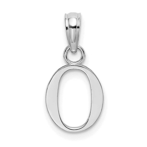 Image of 10k White Gold Polished O Block Initial Pendant