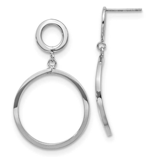 Image of 37mm 10k White Gold Polished Round Post Dangle Earrings