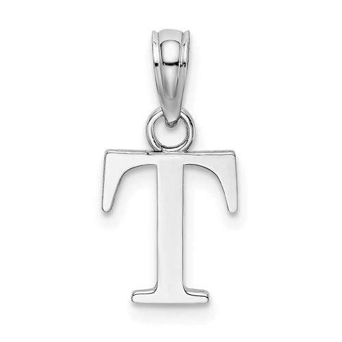 Image of 10k White Gold Polished T Block Initial Pendant