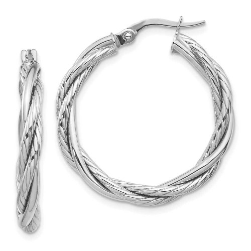 Image of 27mm 10k White Gold Polished Twisted Hoop Earrings 10LE492W