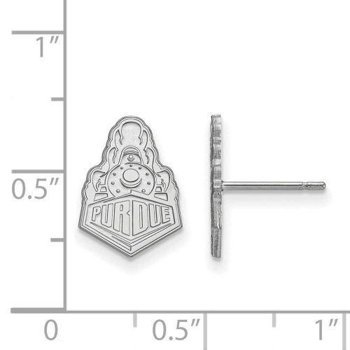 Image of 10K White Gold Purdue Small Post Earrings by LogoArt (1W044PU)