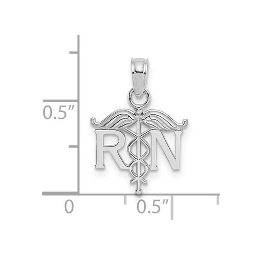 Image of 10k White Gold Registered Nurse Pendant