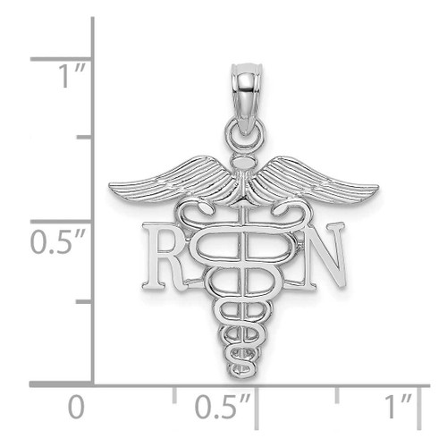 Image of 10k White Gold RN Caduceus Pendant