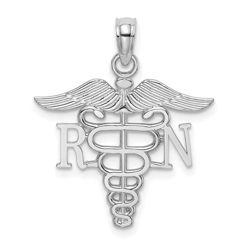 Image of 10k White Gold RN Caduceus Pendant