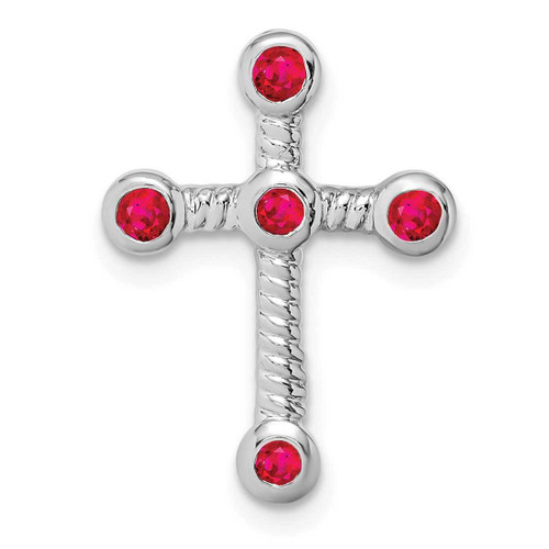 Image of 10k White Gold Ruby Cross Slide Pendant