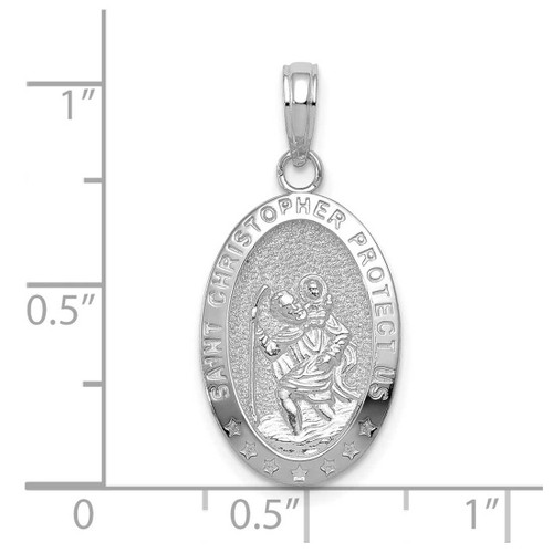 Image of 10K White Gold Saint Christopher Medal Pendant 10K5082W