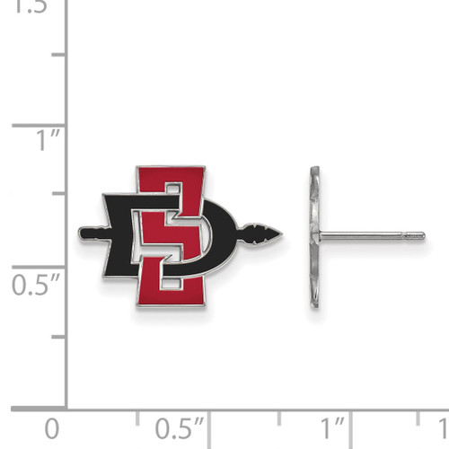 10K White Gold San Diego State University Small Post Earrings by LogoArt