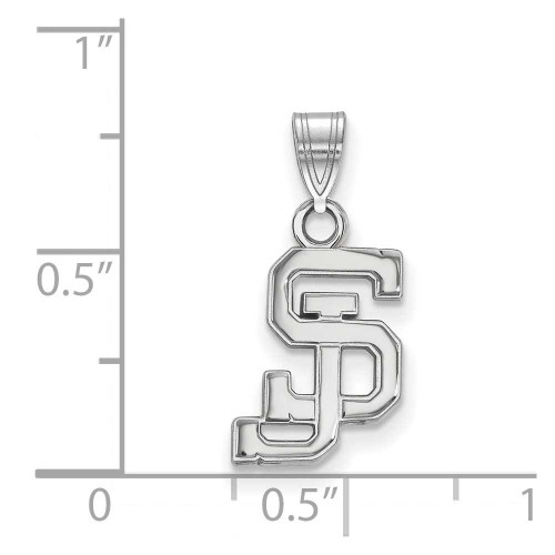 Image of 10K White Gold San Jose State University Small Pendant by LogoArt (1W005SJS)