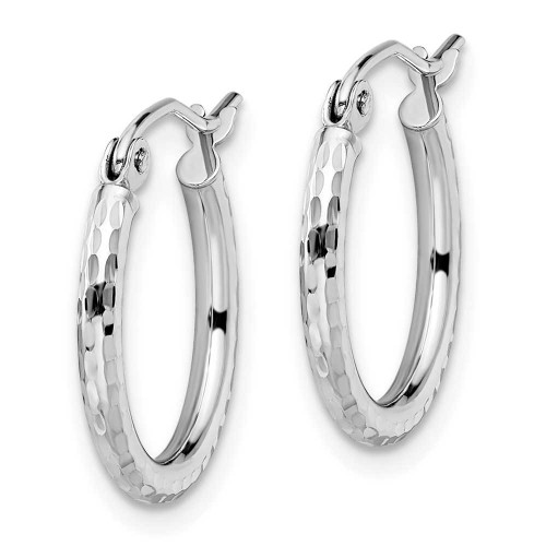 Image of 17mm 10k White Gold Shiny-Cut Hinged Hoop Earrings 10LE133