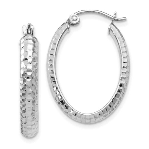 Image of 23mm 10k White Gold Shiny-Cut Oval Hinged Hoop Earrings