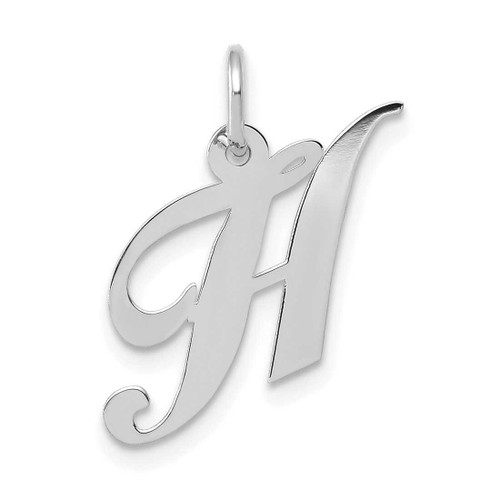 Image of 10K White Gold Small Fancy Script Initial H Charm