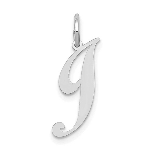 Image of 10K White Gold Small Fancy Script Initial J Charm