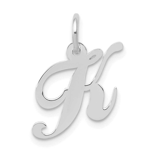 Image of 10K White Gold Small Fancy Script Initial K Charm
