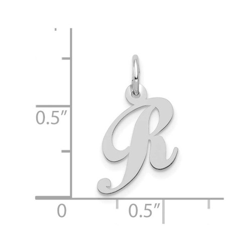 Image of 10K White Gold Small Fancy Script Initial R Charm