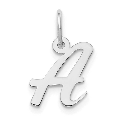 Image of 10K White Gold Small Script Initial A Charm