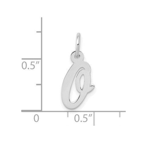 Image of 10K White Gold Small Script Initial O Charm