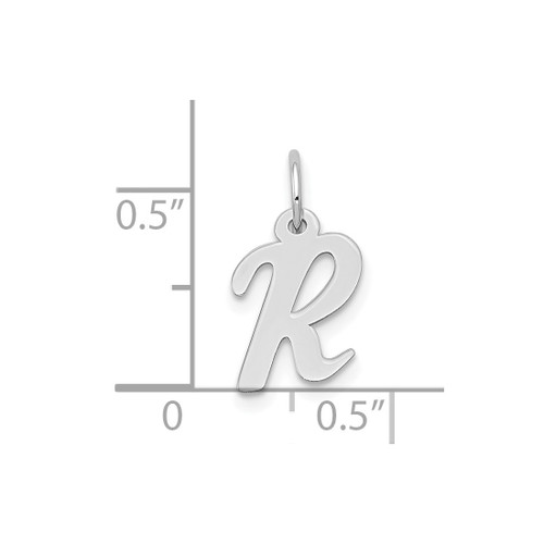 Image of 10K White Gold Small Script Initial R Charm