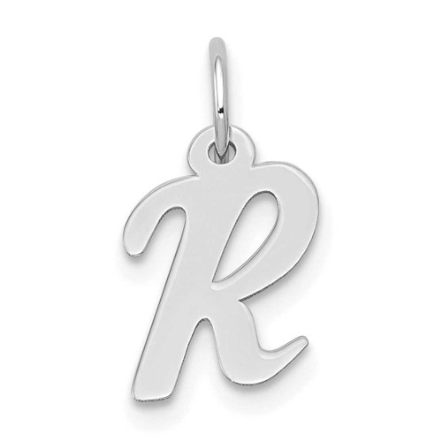 Image of 10K White Gold Small Script Initial R Charm