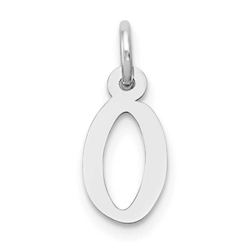 Image of 10K White Gold Small Slanted Block Initial O Charm