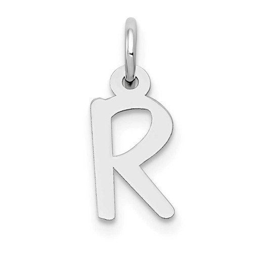 Image of 10K White Gold Small Slanted Block Initial R Charm