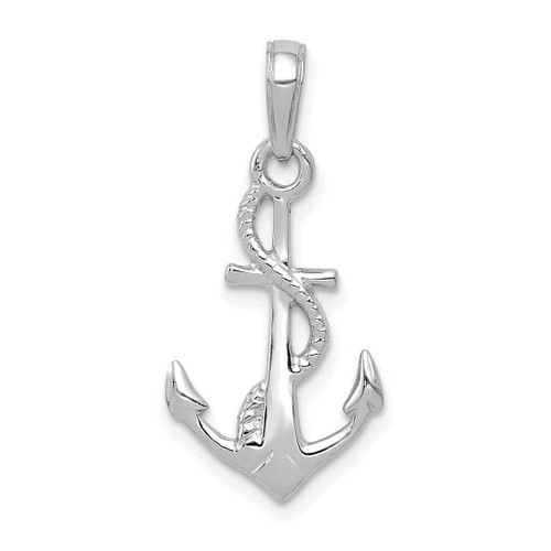 Image of 10k White Gold Solid Polished 3-Dimensional Anchor Pendant