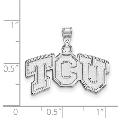 Image of 10K White Gold Texas Christian University Small Pendant by LogoArt (1W002TCU)