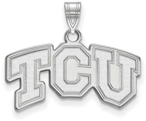 Image of 10K White Gold Texas Christian University Small Pendant by LogoArt (1W002TCU)