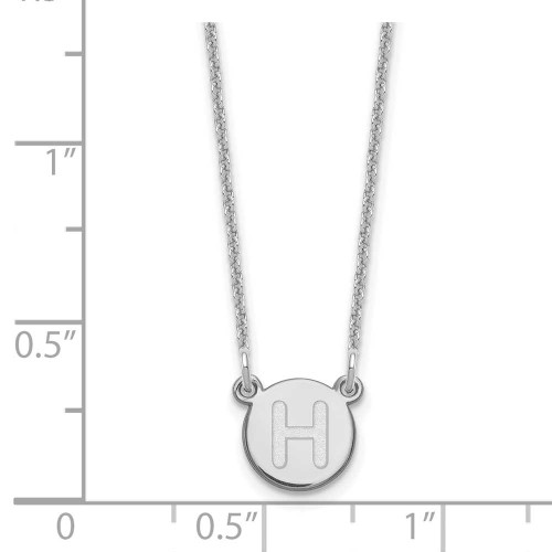 Image of 10K White Gold Tiny Circle Block Initial Letter H Necklace