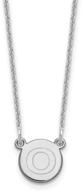 Image of 10K White Gold Tiny Circle Block Initial Letter O Necklace