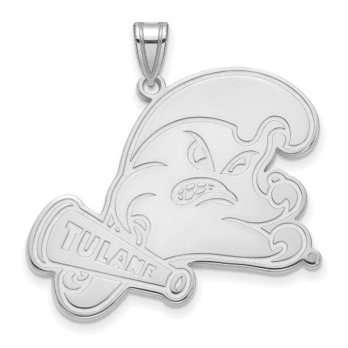 Image of 10K White Gold Tulane University XL Pendant by LogoArt