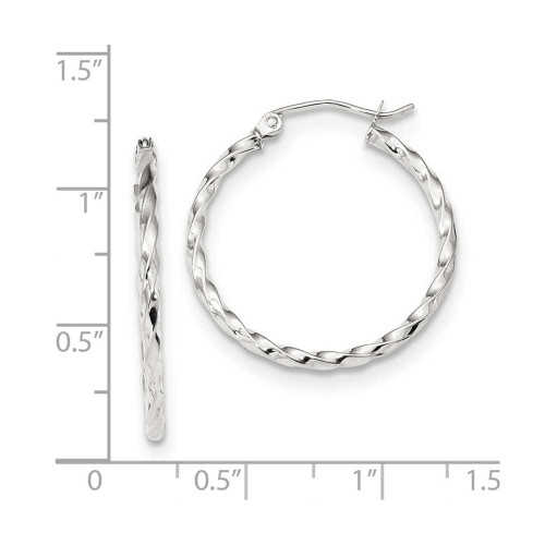 Image of 26.65mm 10k White Gold Twist Polished Hoop Earrings 10TC391W