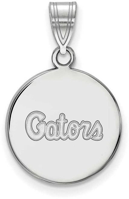 Image of 10K White Gold University of Florida Medium Disc Pendant by LogoArt (1W091UFL)