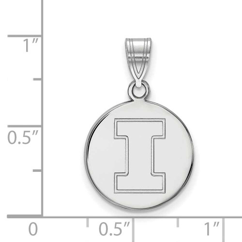 Image of 10K White Gold University of Illinois Medium Disc Pendant by LogoArt