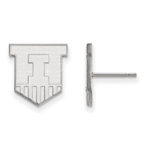 10K White Gold University of Illinois Small Post Earrings by LogoArt (1W050UIL)