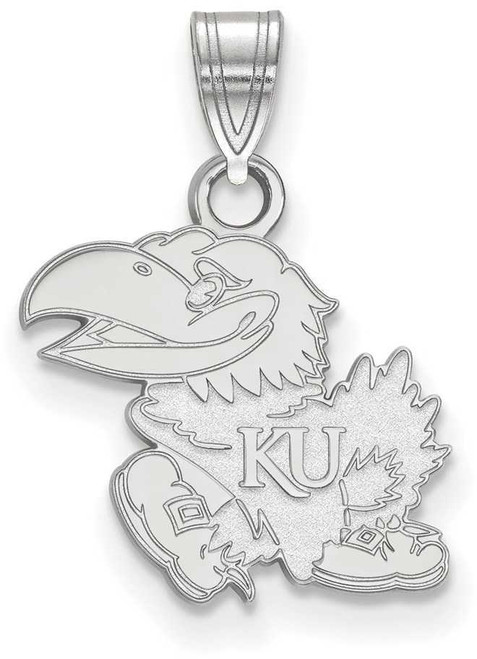 Image of 10K White Gold University of Kansas Small Pendant by LogoArt (1W002UKS)