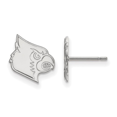 10K White Gold University of Louisville Small Post Earrings by LogoArt (1W046UL)