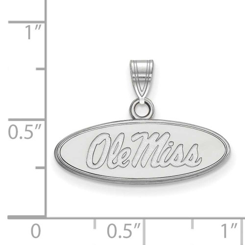 Image of 10K White Gold University of Mississippi Small Pendant by LogoArt (1W002UMS)