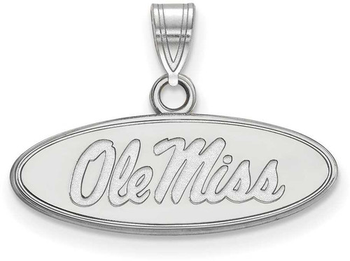 Image of 10K White Gold University of Mississippi Small Pendant by LogoArt (1W002UMS)