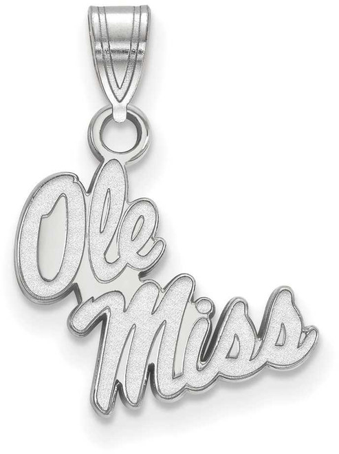 Image of 10K White Gold University of Mississippi Small Pendant by LogoArt (1W044UMS)