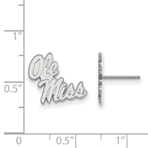 10K White Gold University of Mississippi Small Post Earrings by LogoArt